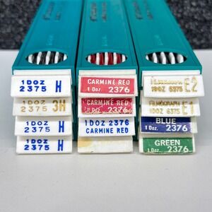 Vintage Berol Eagle Turquoise Drawing Leads Lot 2375 2376 Carmine Red Blue Green